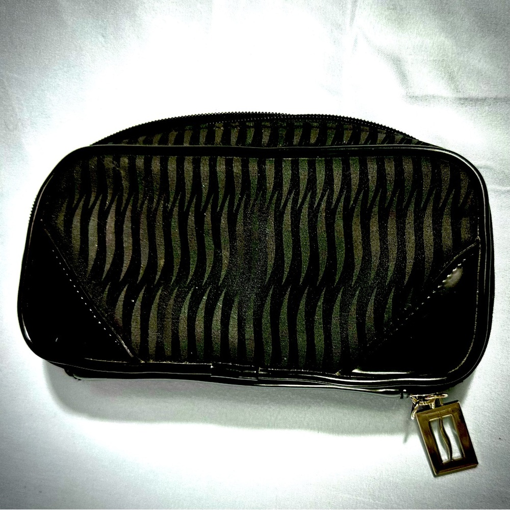 Sephora black pinstripe makeup bag